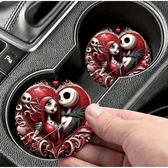 Nightmare Before Christmas Other - Jack & Sally Love Car Coasters The Nightmare Before Christmas Inspired 2 Pc